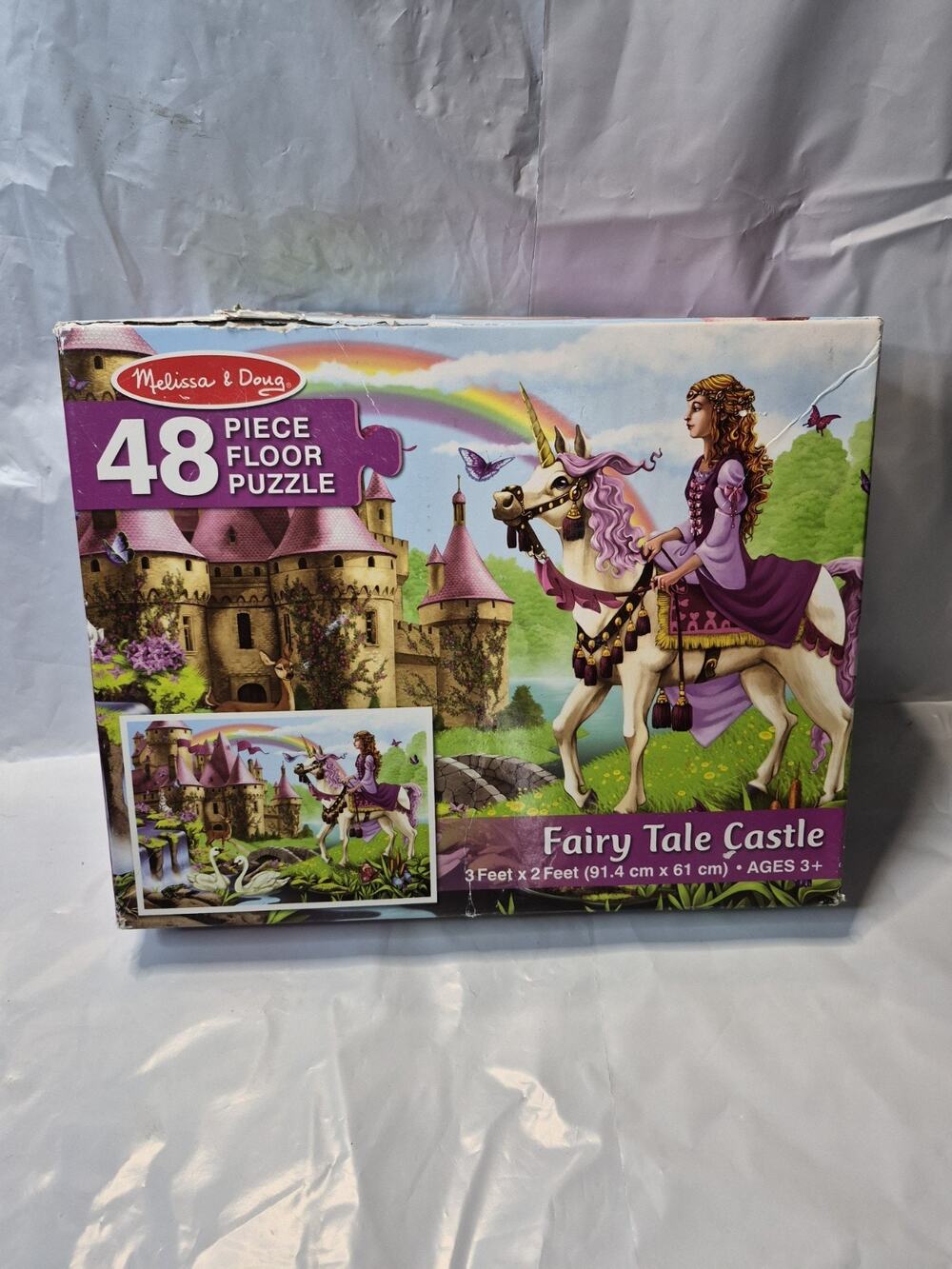 Melissa & Doug Fairy Tale Castle 48 Pc Floor Puzzle Princess On Horse Complete